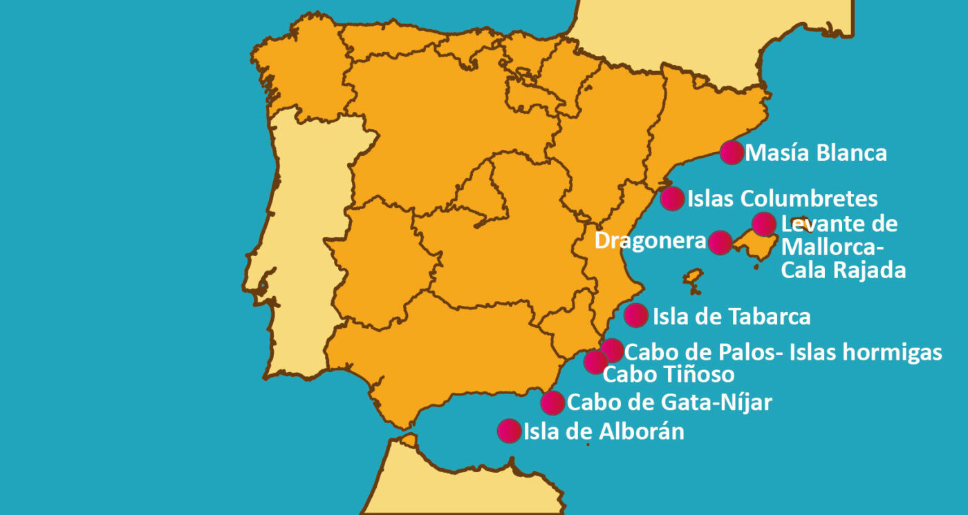 Marina reservat i Spanien - karta för spanskt fiskekort